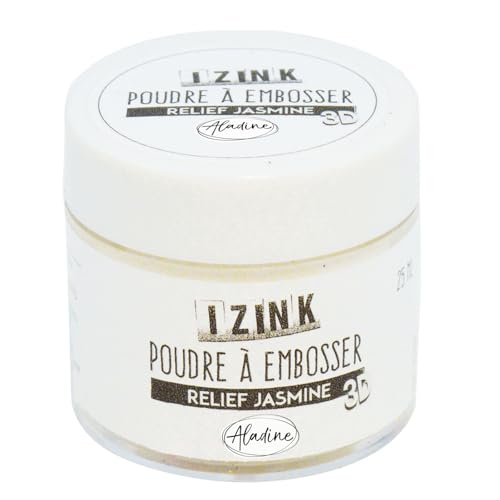 Aladine - Izink Jasmine Embossing Powder – 3D Volume Effect for Scrapbooking and Creative Card Making – Embossed Scrap White – 25 ml Pot
