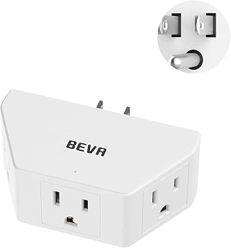 BEVA 3 Prong Multi Plug Wall Outlet Extender, 3 AC Outlet Adapter | Small Portable Outlet Splitter for Cruise, Travel, Dorm Room, Lightweight Wall Plug Extender for Hotel and Household Use