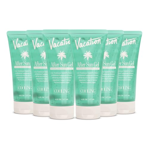 VACATION Mini After Sun Aloe Vera Gel 1 Fluid Ounce Pack of 6 - Soothing Sunburn Relief Hydrating Cooling Non-Sticky Travel Size