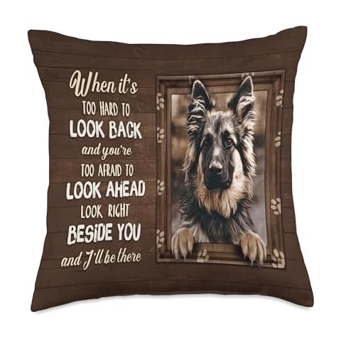 Great German Shepherd Gifts German Shepherd When It's Hard to Look Back Throw Pillow, 18x18, Multicolor Cover
