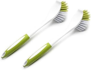 2 Pcs/Set Yellow-Green Dish Brushes Kitchen Chores Brush Pan Cleaning Appliance Long Handle Brush Soft Brush Kitchen Cleaning Dish Brushes Set