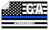 Stonecrest GA Georgia Dekalb County Thin Blue Line Stealthy USA Flag - Honoring Law Enforcement Officers Flags - Blue Lives Matter Euro Decal Bumper Sticker 3M Vinyl 3
