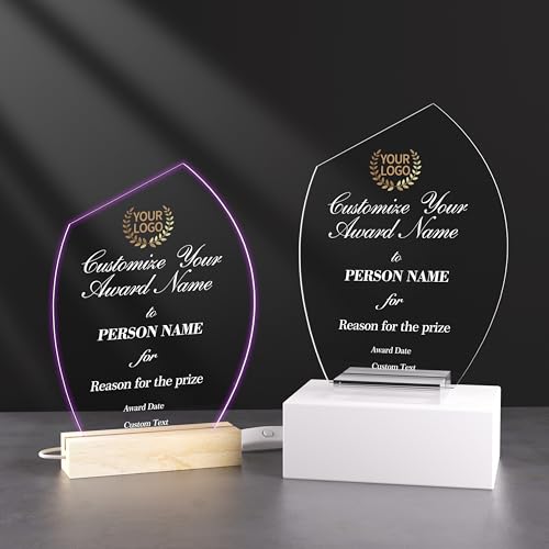Maicican Personalized Custom Trophy Award ，Acrylic Trophies with UV Printing Technology ，Customizable Trophy for Awards and Trophies Perfect for Plaques and Personalized Awards. (Acrylic with Logo)