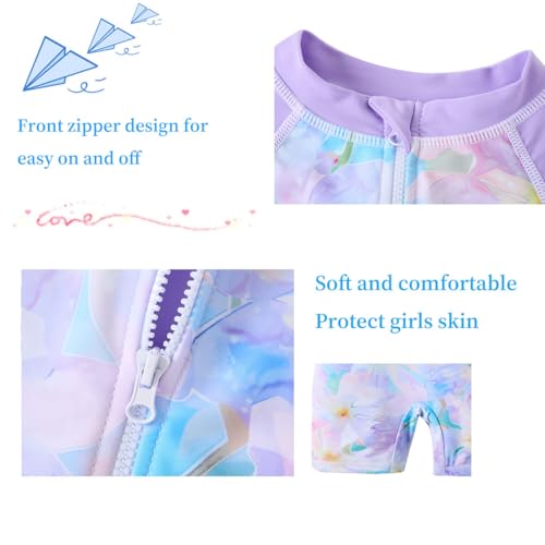 Image of UMELOK Girls Long Sleeve Rash Guard One Piece Swimsuits with UV Protection Sunsuit