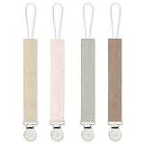 Pacifier Clip for Boys and Girls, 4 Pack Pacifier Holder Fabric Leash Binky Holder with Clip Unisex