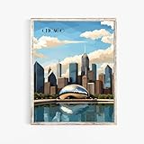 Turnip Designs 8X10 Unframed Chicago Illinois Retro City Urban Landscape Art Print Poster Illustration Home Decor RC001