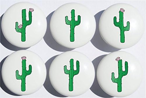Cactus Drawer Knobs/Desert Ceramic Cabinet Pulls for Nursery or Children's Room Decor (Set of 6)