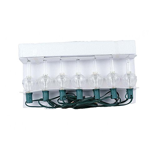 Novelty Lights, Inc. CL-Bubble-Set-7 Tradtional Bubble Light and Stringer Set, 7 Clear Bubble Fluids with Silver Glitter, Green Wire, C7/E12 Candelabra Base, 7 Pack - Thumbnail 2