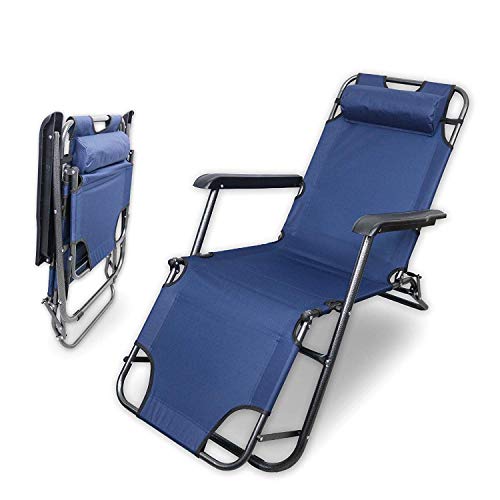 Image of Zero Gravity Chair, Lawn Chair Recliner Lounge, Portable Camping Folding Beach Chair with Removable Pillow (Orange)
