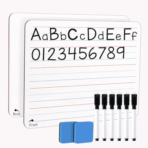 Small White Board 9X12 Inches, Small Dry Erase Board 2 Pack Whiteboard Dry Erase Double Sided with Lines Mini Whiteboard, Ideal for Homeschool, Office, Classroom White Boards for Students