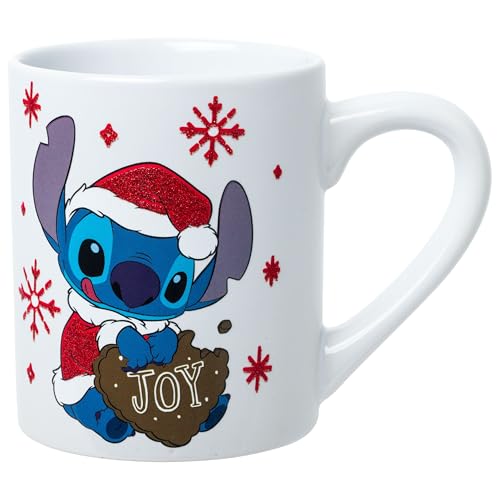 Silver Buffalo Disney Lilo and Stitch Santa Glitter Ceramic Mug 14oz