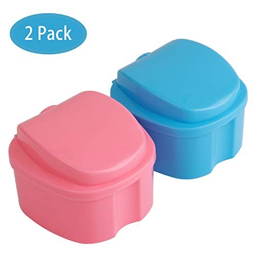 Denture Bath,Denture Holder,Denture Container With Lid,Retainer Container,Denture Case With Brush For Travel,Retainer Cleaning Case #TOP2
