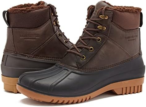 LONDON FOG Aspen Duck Boots for Men - Waterproof Insulated Rain and Snow Boots for Men - Dark Brown Tan, 9 Medium