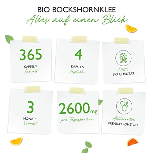Foto von Bio Bockshornklee Aktiviert - 365 Kapseln - Hochdosiert mit 2600mg (650mg je Kapsel) - Laborgeprüft & zertifizierte Bio Qualität - Ohne unerwünschte Zusätze - Vegan