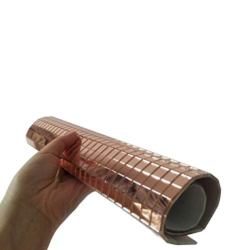 Self-Adhesive Real Glass Mirror Mosaic Tile Craft,Colored Mini Square Mirrors Mosaic Tiles (Light Rose Gold 10x10mm) - Thumbnail 2