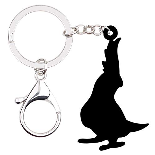 Weveni Schlüsselanhänger aus Acryl, Nymphensittich, Papagei, Vogel, Schmuck für Damen, Mädchen, Tasche, Autoschlüssel, Geldbörse, Anhänger, GRAU, 52mm x 33mm