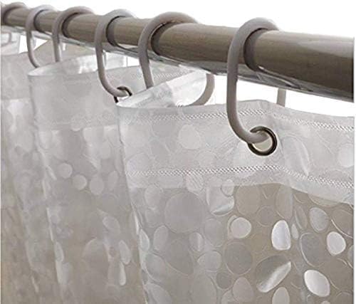 Image of Shower Curtain 10 Feet | Waterproof PVC Bathroom Curtain with 8 Rings | Transparent Stone Print Bathtub Curtain | Extra Long Bathroom Liner, Waterproof & Easy to Clean (Transparent,Pack of 2)