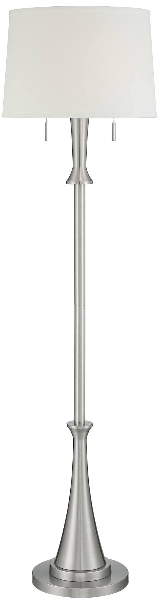 360 Lighting Karl Modern Industrial Floor Lamp Standing 63 75 Tall Brushed Nickel Silver Classic Metal White Tapered — view 2