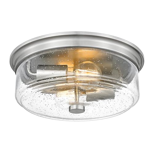 FOITTON Brushed Nickel Flush Mount Ceiling Light Fixtures, 12 Inch