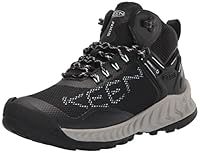 KEEN Women's NXIS Evo Mid Waterproof Hiking Boot, Black Blue Glass, 8.5 US