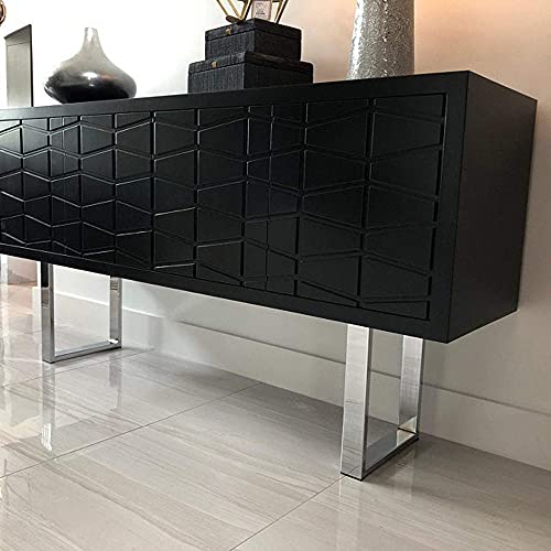 Alpha Furnishings Heavy Duty Metal Table Legs 16" Rectangular Stainless Steel Bench Coffee Table Buffet Table Credenza Feet Modern 2Pc Set Diy Table Legs #TOP6
