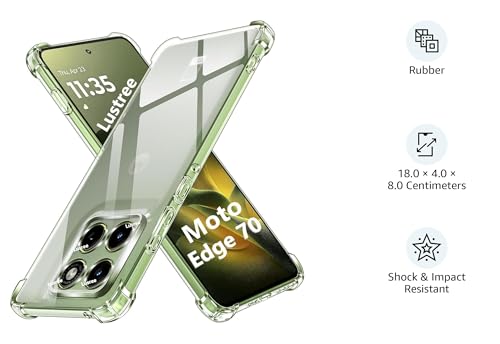 Image of Lustree Back Cover Case Compatible with Motorola Moto Edge 70 | Soft TPU Anti-Shock Bumper Case with Reinforced Corners cam Protection