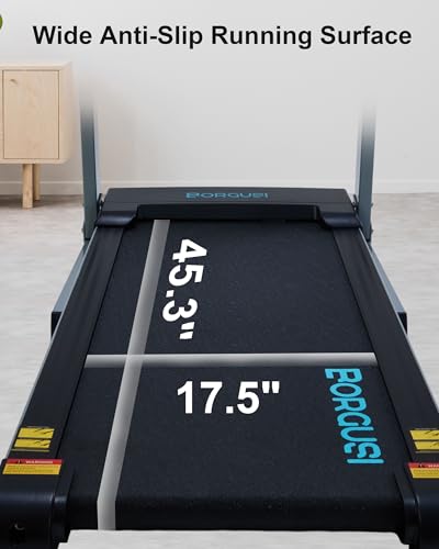 Image of BORGUSI Treadmill with Auto Incline - 300 lb Capacity, 3.0HP Folding Electric Treadmill Up to 8.5 MPH Speed, Running Machine with 17.5 inch Wide Tread Belt and Bluetooth Speaker for Home Use