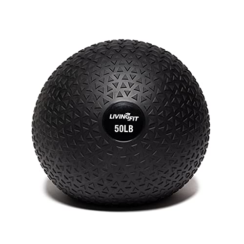 Living.Fit Slam Ball for Building Strength Workouts – Rubber Slam Ball for Cross Trainining - 5LB to 100LB Slam Medicine Balls for Exercise