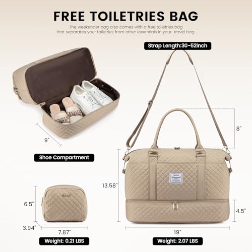 image for LOVEVOOK Travel Duffle Bag,Weekender Bags for Women with Shoe Compartm