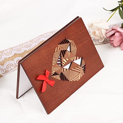 POPGIFTU Handmade Solid Wood Greeting Card, Patchwork Heart Wood Card for Any Occasion, Love, Anniversary, Wedding, Birthday, Just Because, Mother's Day, Valentine's Day
