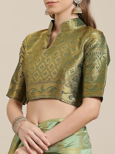 Image of Women's Banarasi Silk With Jacquard Print Saree With Blouse