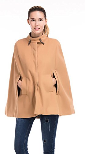 Manteau cape camel YALI XL en laine élégante pour un style parisien chic