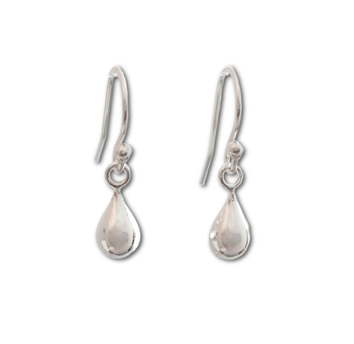 Sterling Silver Teardrop Earrings Small Everyday Earrings for Women and Girls (French Wires)