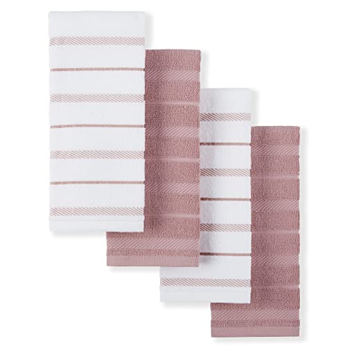 KitchenAid Albany Kitchen Towel 4-Pack Set, Dried Rose/White, 16"x26" by KitchenAid - Used condition - US$15.21