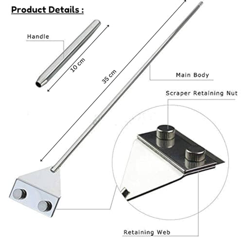 Image of VAYINATO Stainless Steel 45cm Long Handle Algae Scrapper with Stainless Steel Blade for Aquarium Fish Tank by Petzlifeworld