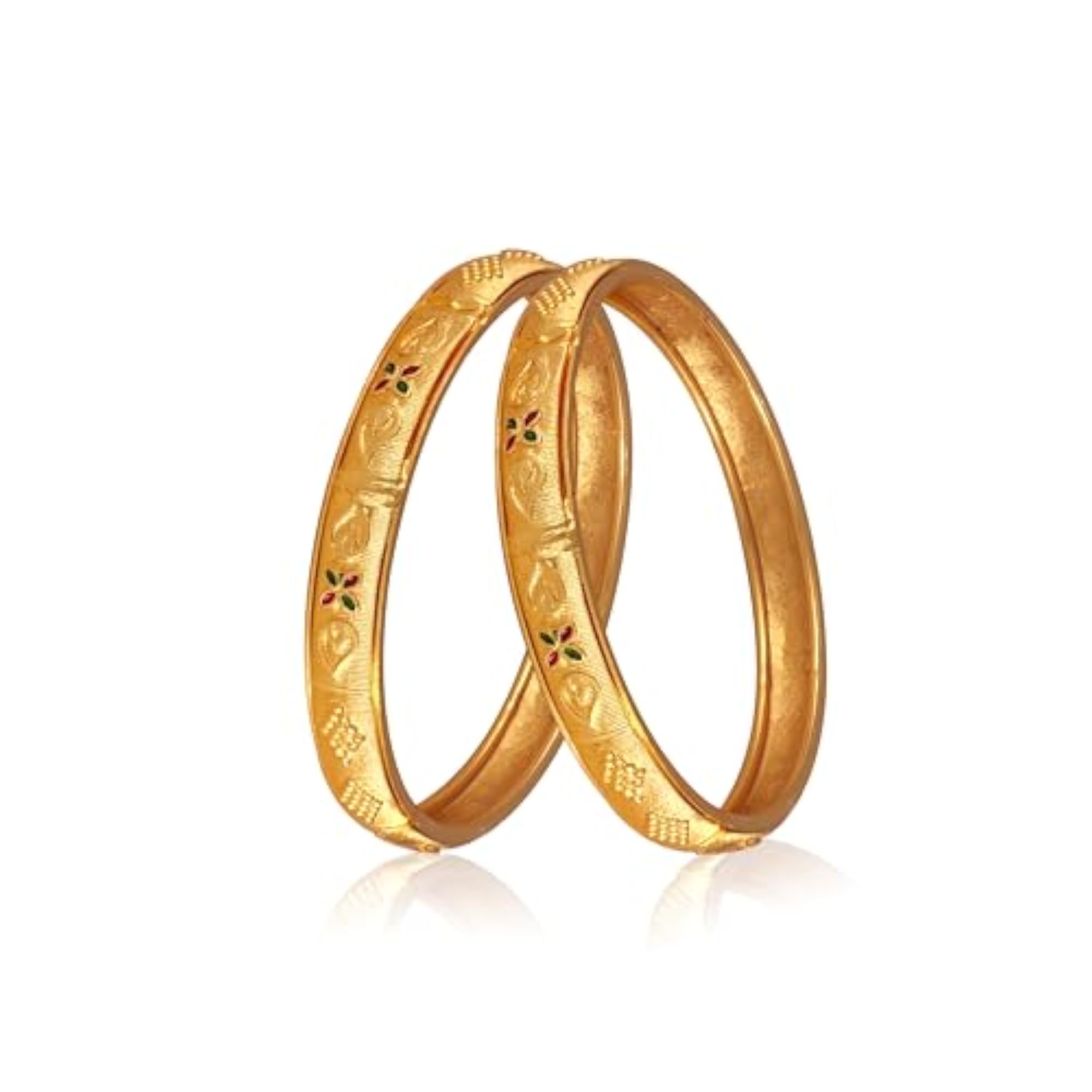 Women's Premium Gold Plated Meena Designed Alloy Bangle Set