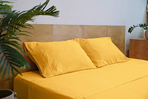 Mezzati Luxury Bed Sheet Set - Soft And Comfortable 1800 Prestige Collection - Brushed Microfiber Bedding (Yellow, Twin Xl Size) #TOP3