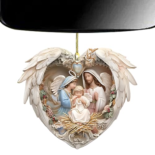 Generic - Sacred Scene Pendant - Christian Ornament for Holiday Tree | Acrylic 2d Nativity Design with Festive Charm, Christmas Decoration Accent, Spiritual Display Accessory, Hangable, Seasonal Decor
