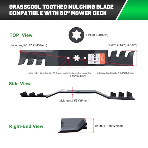 Image of Grasscool 942-04053C Mower Blades for Cub Cadet 50 Inch Zero Turn Cutting Deck Mowers Replace 742-04053c