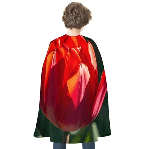 Cape imprimée fleurs rouges adulte pour costume de fête, défilé carnaval et cosplay