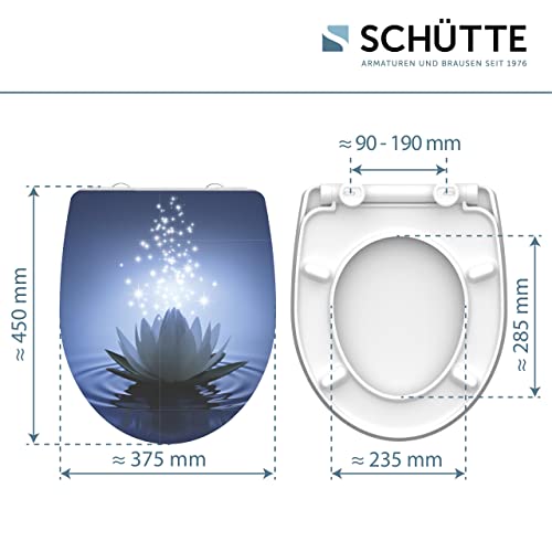 SCHÜTTE WC-Sitz Duroplast HG WATER LILY Hochglänzender Toilettensitz mit Absenkautomatik, Schnellverschluss für die einfache Reinigung, max. Belastung der Klobrille 150 kg, Motiv 82582