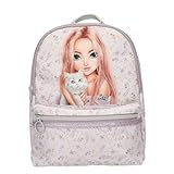 Depesche 13962 TOPModel Blooming Kitty - Rucksack in Flieder, mit Model-Katze-Motiv und Blumenmuster, Tasche mit verstellbaren Trägern