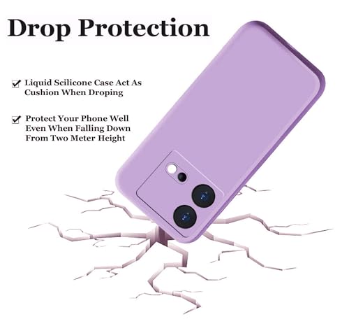 Image of A rtistque Liquid Silicone Back Cover Case for iQOO Neo 8 Pro 5G Shockproof TPU Soft Flexible with Camera Protection - Purple