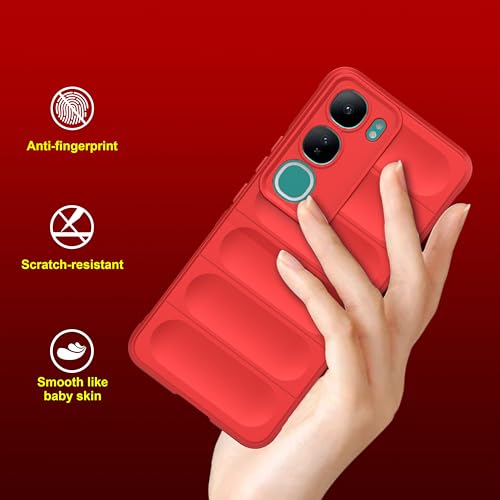 Image of amazon basics Back Case Cover for Vivo Y300 5G | Compatible for Vivo Y300 5G Back Cover | Liquid Silicon Magic Case with Camera Protection | Red