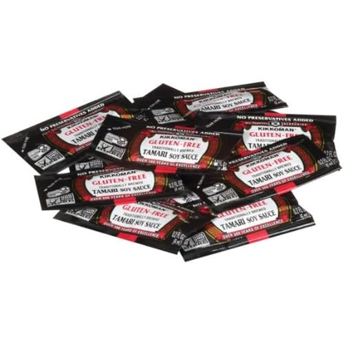 Image of Kikkoman Gluten-Free Tamari Soy Sauce Packets, 6 ml To-Go Packets (200 Count), Preservative-Free Individual Travel Soy Sauce Packets, Non-GMO & Kosher