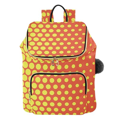 Sac à dos femme à pois jaunes et rouges en toile légère pour le quotidien
