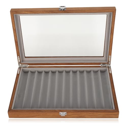 Dpofirs Wooden Fountain Pen Display Case Gift Box for 12 Pens Display for Shop Home Collection Display Fountain Pen Casing with Presentation Pen Tray