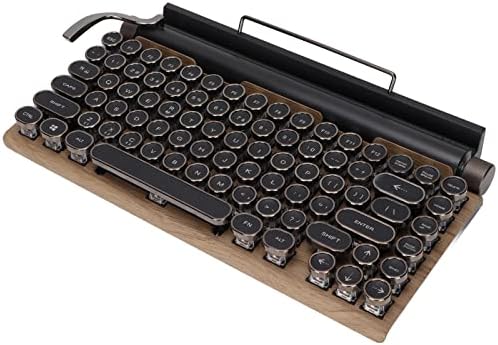 Wireless Retro Typewriter Keyboard Bluetooth Classic Vintage Green Axis Real Mechanical Keyboard with Punk Keycap for Mac/PC/Laptop/Tablet/Mobile Phone