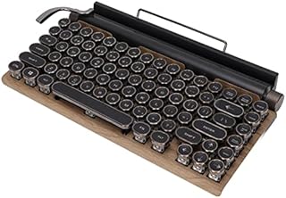 Wireless Retro Typewriter Keyboard Bluetooth Classic Vintage Green Axis Real Mechanical Keyboard with Punk Keycap for Mac/PC/Laptop/Tablet/Mobile Phone