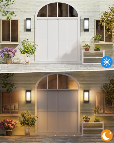 Image of SHIMR Modern Outdoor Wall Light, Black Outdoor Light Fixture with LED Bulb Included, E26 Base, Waterproof Exterior Sconce for Porch Garage Front Door